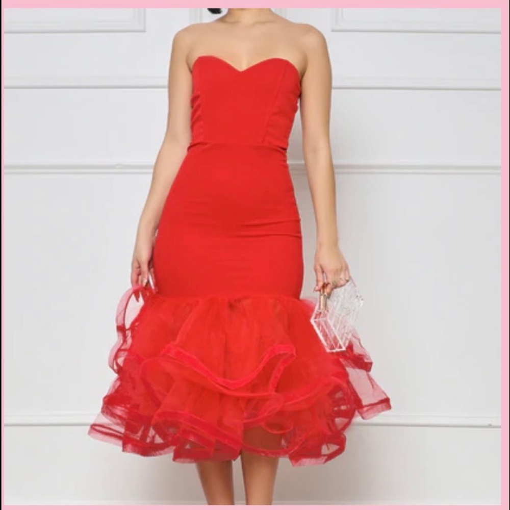 Red dress with tulle